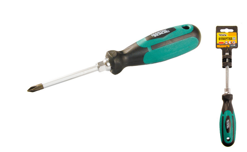 MASTERTOOL Викрутка хрестова магнітна MASTERTOOL HEXAGON РН1х75 мм ручка з TPR покриттям 45-817 Коломия - фото 1