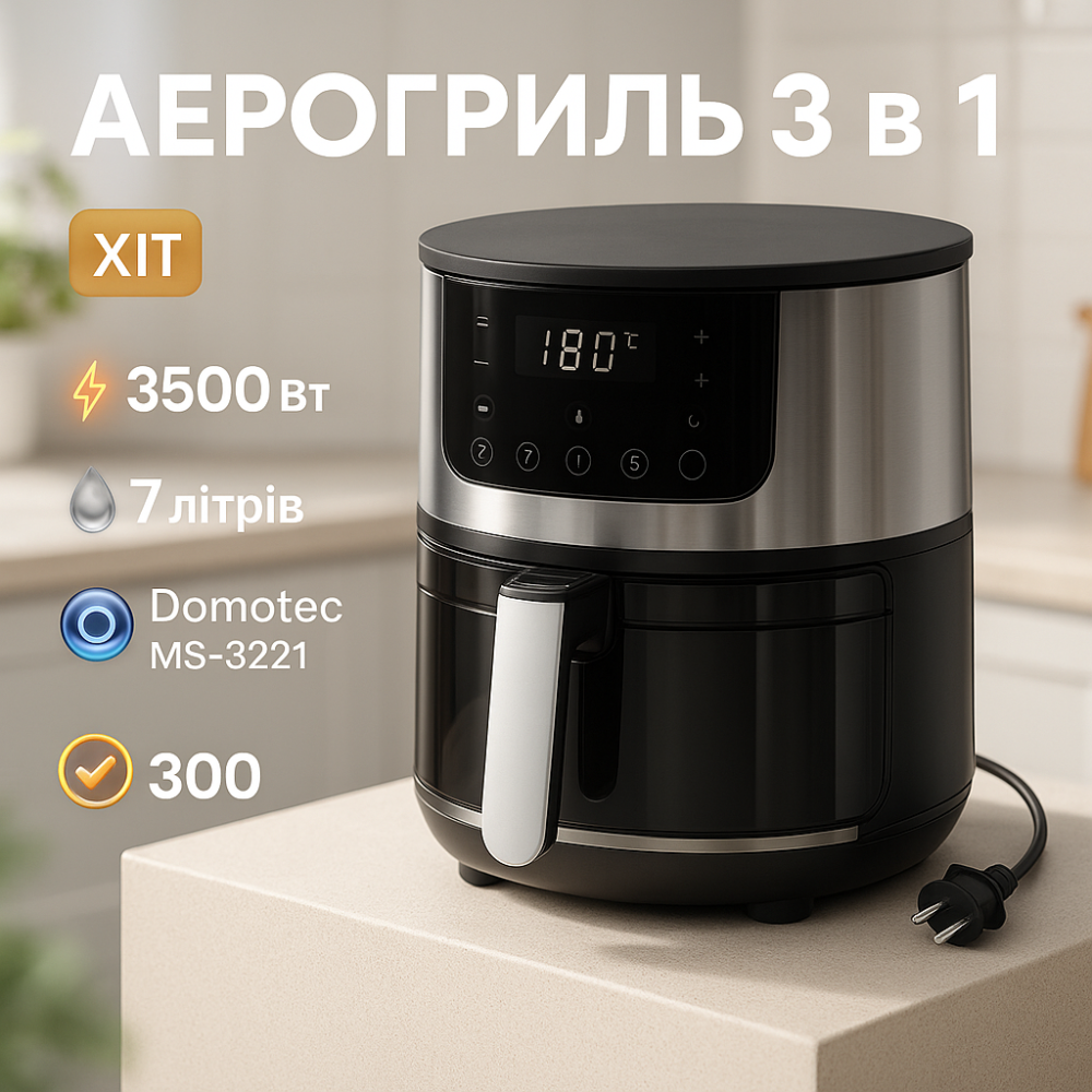 Аэрофритюрница для приготовления картошки фри без масла Domotec MS-3221 3500Вт 7л IN-39 Львов - изображение 13