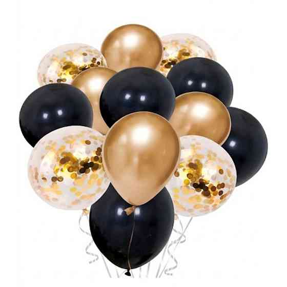 Набор шариков 12шт для праздника золотисто-чорний 010916 Киев