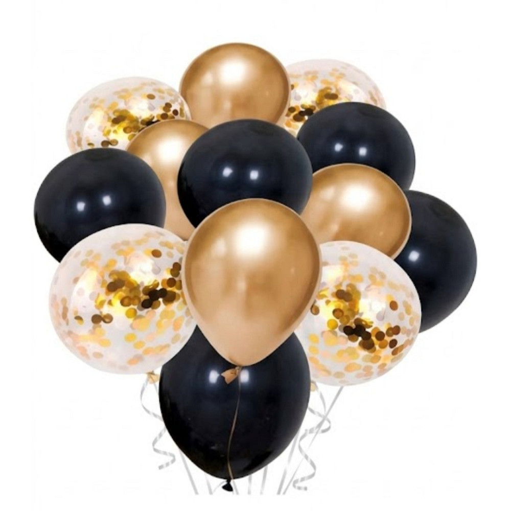 Набор шариков 12шт для праздника золотисто-чорний 010916 Киев - изображение 3