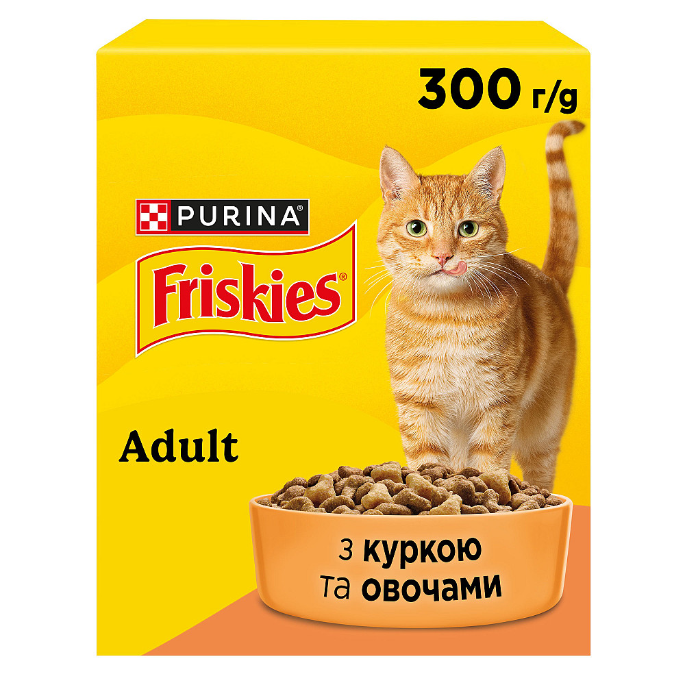 Сухий корм FRISKIES для дорослих котів, з куркою та овочами, 300 г Київ - фото 1