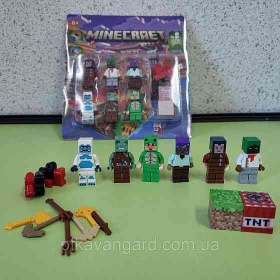 Фігурки Minecraft набір 6 шт з магнітними ніжками та блоками, зброя 4027 Хмельницький