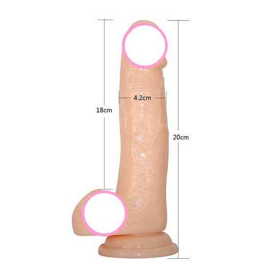Реалистичный гнущийся фаллос на присоске - 20*15*4 см - Телесный Винница