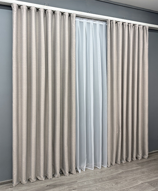 Комплект готовых штор VR-Textil Блэкаут двусторонний Eclipsе № 1818ш Пепельный 150х270 см 2 шт (33-0799) Киев - изображение 4