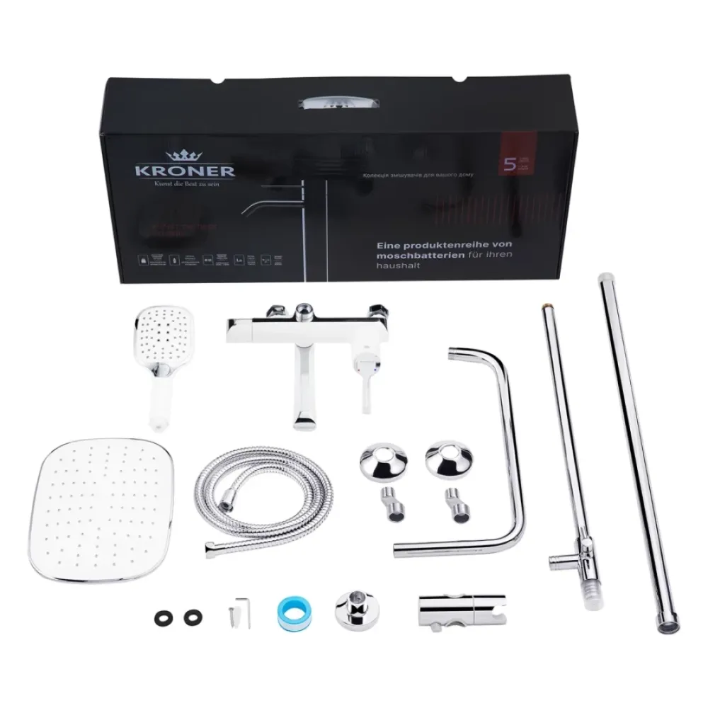 Душова система з виливом Kroner KRP Essen - W063 білий/хром Київ - фото 9