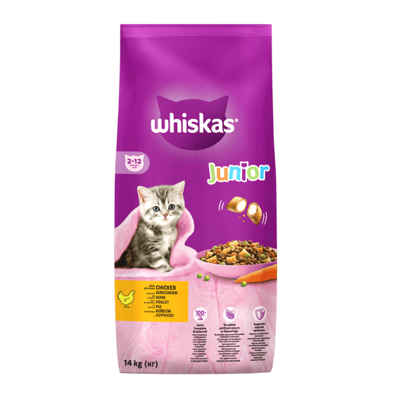 Сухой корм Whiskas (Вискас) Junior подушечки с кремовой начинкой для котят с курицей, 14 кг Винница