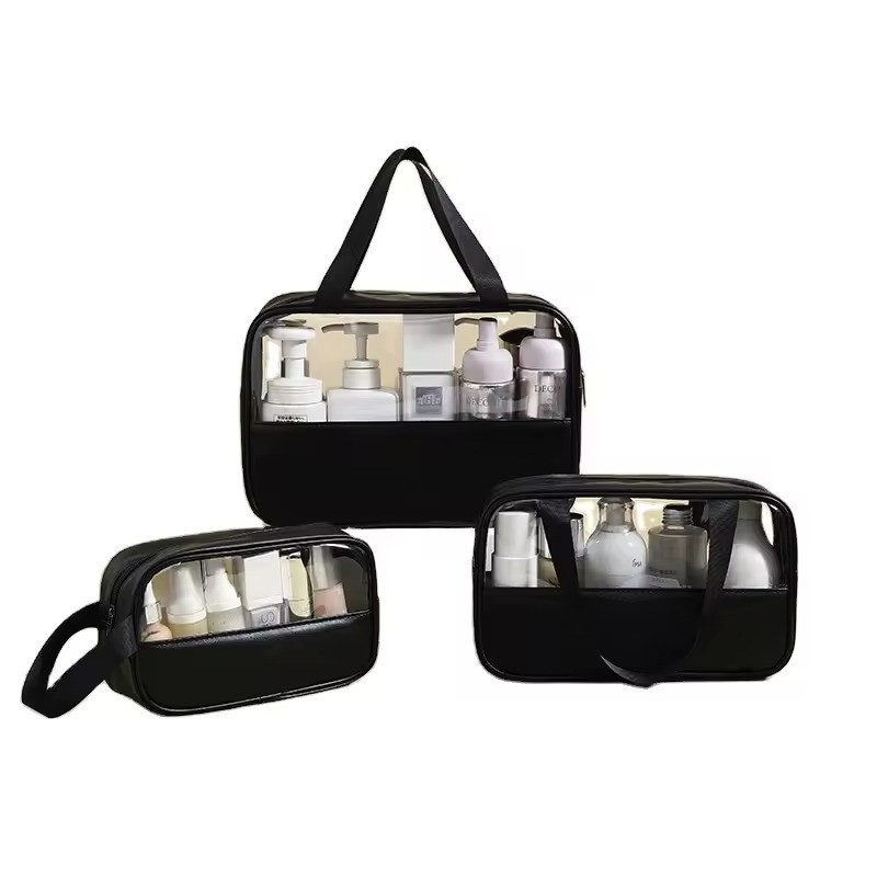 Набор косметичек женских 3 шт, для душа, черные, прозрачные Каменец-Подольский - изображение 1