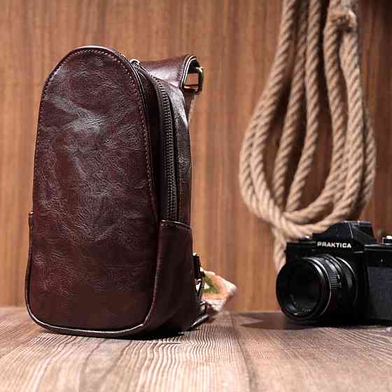 Зручна сумка через плече в модному кольорі з екошкіри Vintage 22794 Коричневий Київ