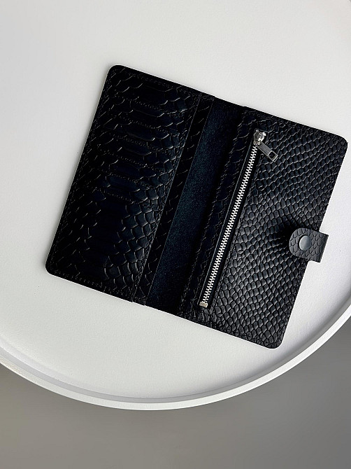 Портмоне чоловіче із натуральної шкіри тиснення пітон SR016 (Чорний) Суми - фото 5