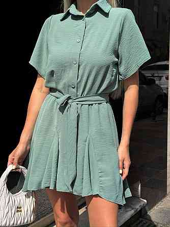 Жіночий легкий романтичний комбінезон американський креп жатка Оливковий, 46/48 Одеса