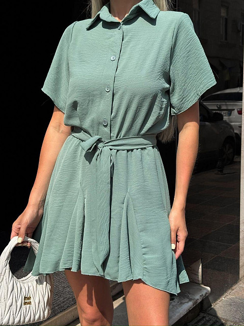 Жіночий легкий романтичний комбінезон американський креп жатка Оливковий, 46/48 Одеса - фото 1