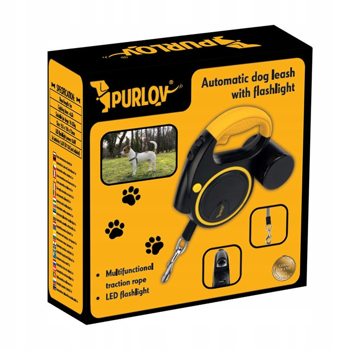 Автоматичний повідець для собак 10-25 кг до 5 метрів з ліхтариком Purlov (25965) Нововолинськ - фото 7