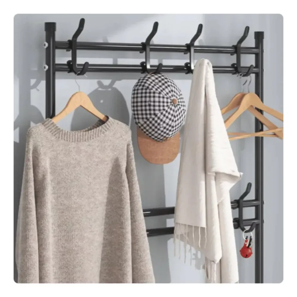 Підлогова вішалка-органайзер для одягу та взуття 154×60×29,5 см з 4 міцними полицями, металево-пластикова конструкція Одеса - фото 12