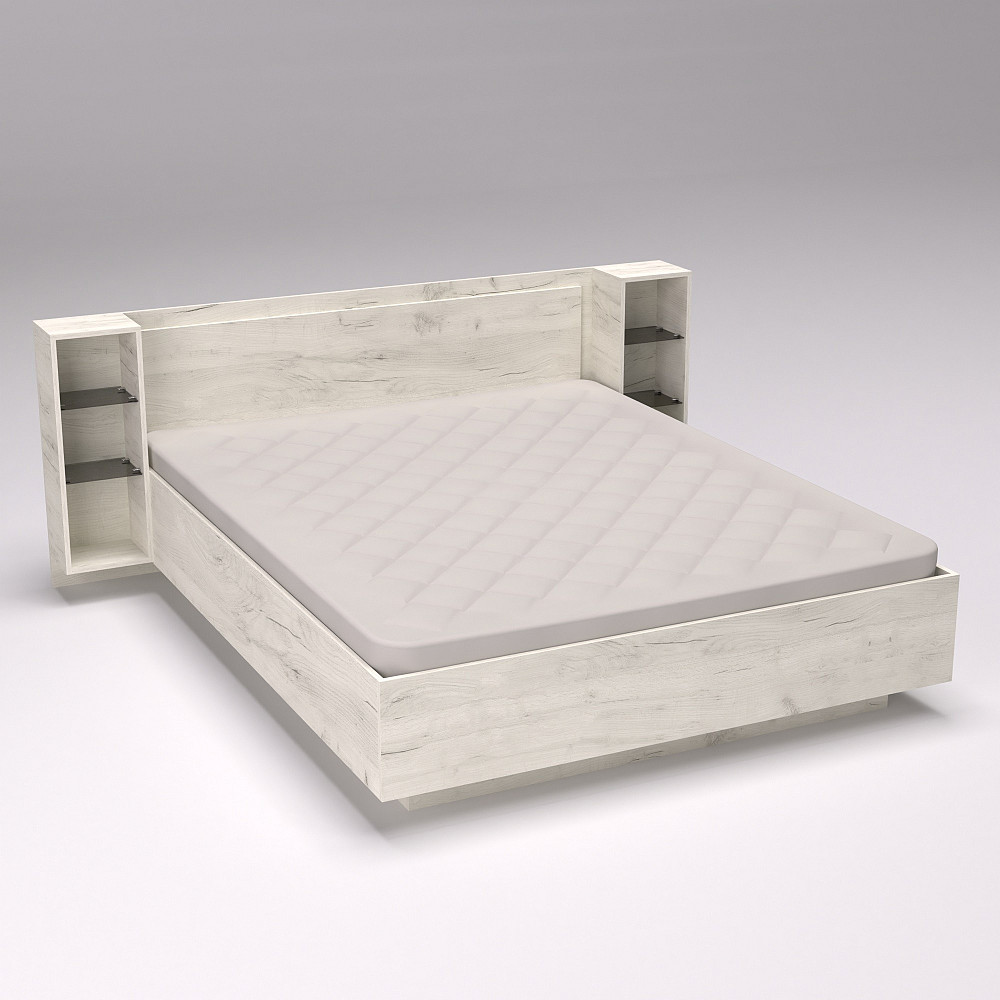 Кровать Кристалл №1 двуспальная, Дуб Крафт Білий, 2035х1976х850 Львов - изображение 2