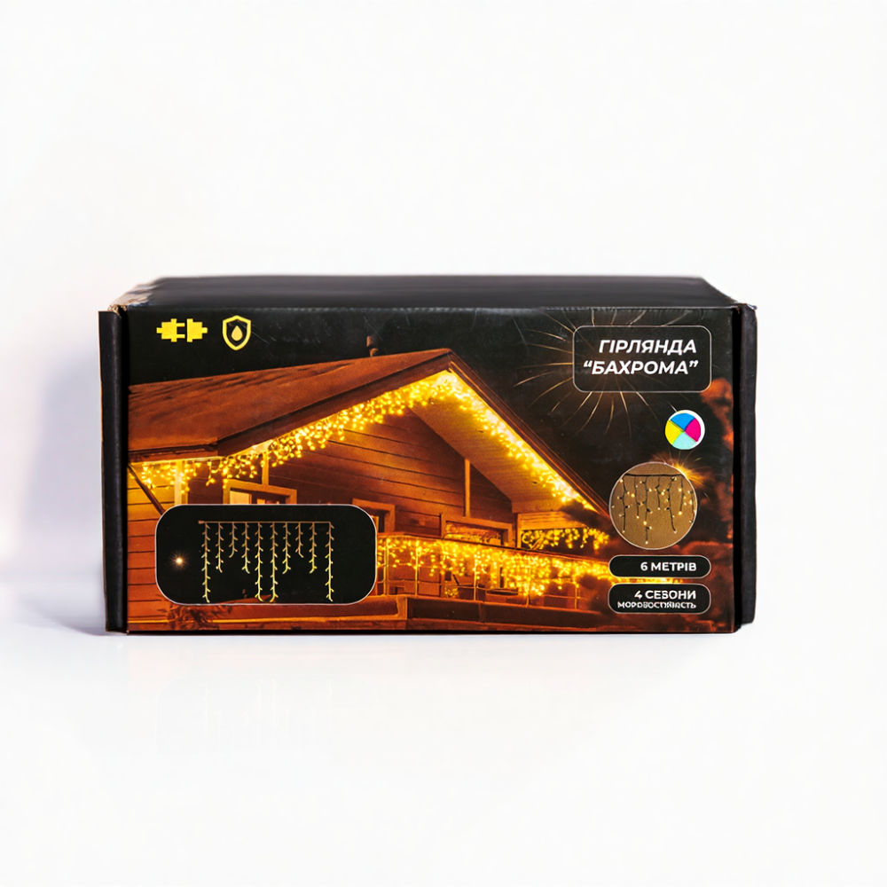 Новорічна гірлянда вулична Бахрома 6 м 105 LED чорний провід Мультиколор 6МBML Коломыя - изображение 6