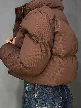 Куртка женская Fashion 3072 вафельная короткая с воротником-стойкой коричневая, коричневый, S Киев