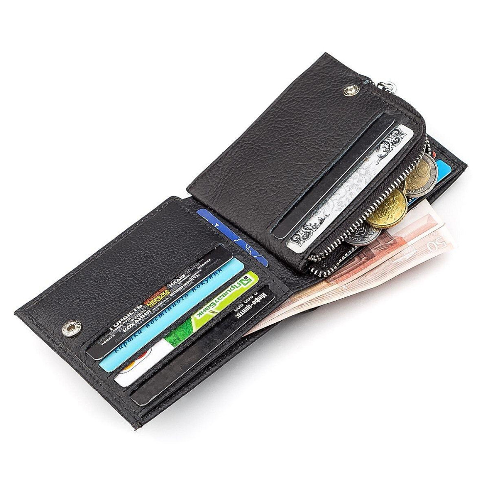 Мужской кошелек натуральная кожа Черный (ST Leather) Киев - изображение 4