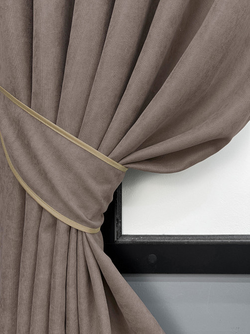 Комплект коротких штор VR-Textil Микровелюр Petek № 1825ш Какао 140х170 см 2 шт (35-0449) Киев - изображение 4