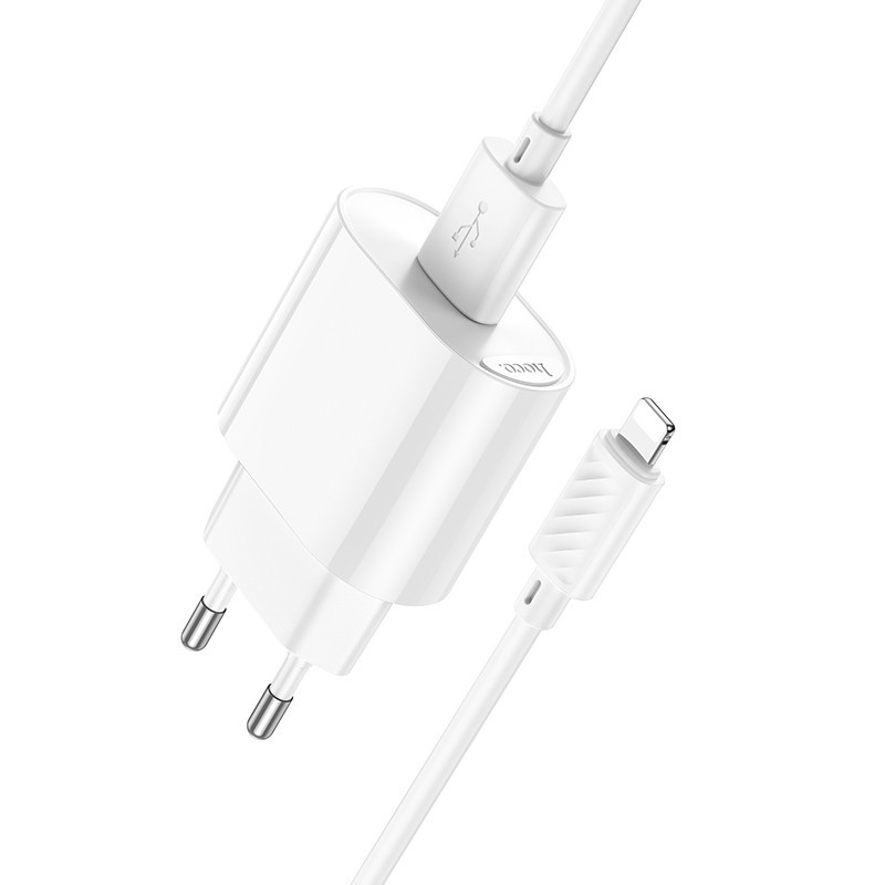 Мережевий зарядний пристрій з кабелем HOCO C109A(10.5W) Fighter single port charger set(iP) White Одеса - фото 6