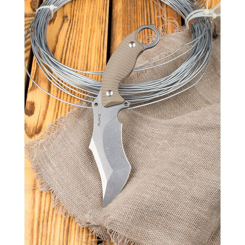 Ніж фіксований мисливський Ruike F181-W, (11.5 см) 14C28N / G10 пісочний Київ - фото 6