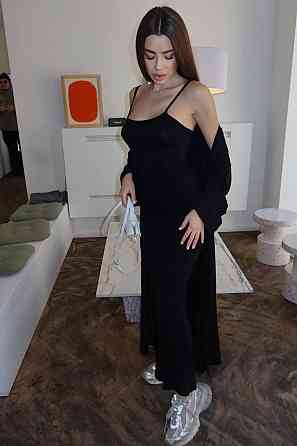 Женский стильный привлекательный комплект платье+ кардиган, турецкая качественная вискоза Черный, 44/46 Одесса