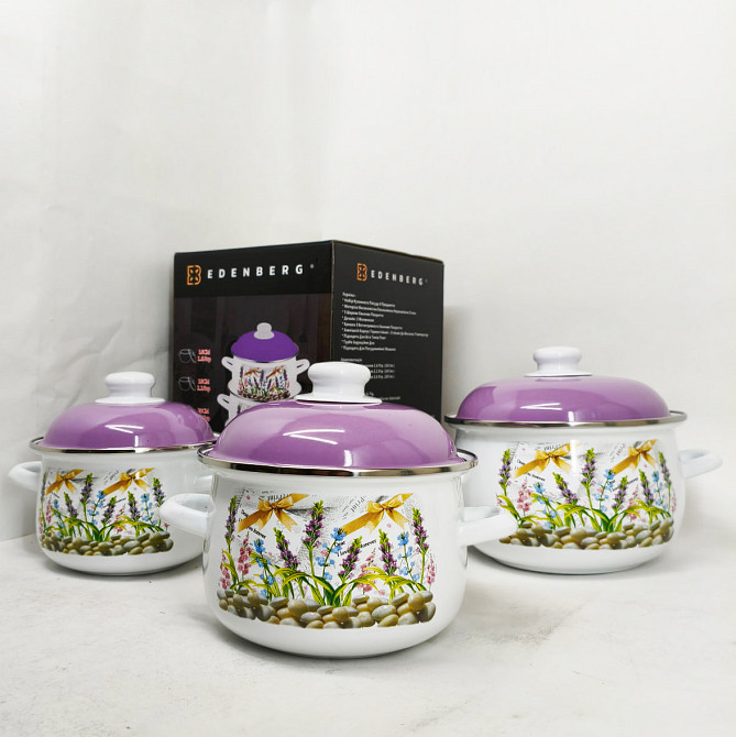 Набор кастрюль с антипригарным внутренним покрытием, Набор кастрюль сталь Фирменные наборы UE-71 Львов - изображение 6