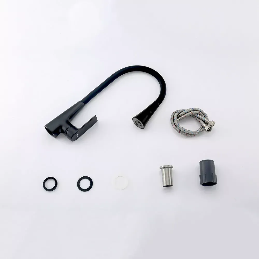 Смеситель для кухни с гибким изливом Frap F4471-6 черный Киев - изображение 5