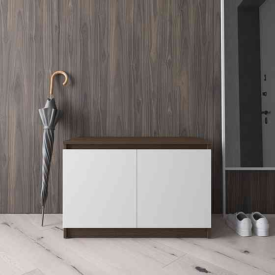 Тумба для взуття VAYS R-20 Венге Темний-Білий фасад, без ручок, ЛДСП, 80×40×53 см - для передпокою, коридору Львів