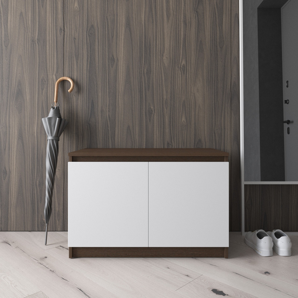 Тумба для взуття VAYS R-20 Венге Темний-Білий фасад, без ручок, ЛДСП, 80×40×53 см - для передпокою, коридору Львів - фото 1