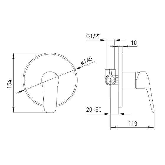Змішувач прихованого монтажу VOLLE DIOS cromo для душу хром Київ