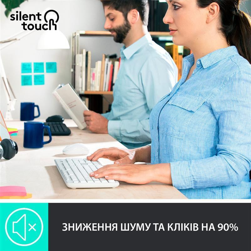 Комплект (клавіатура, миша) бездротовий Logitech MK295 Combo White USB (920-009824) Білий Харків - фото 6