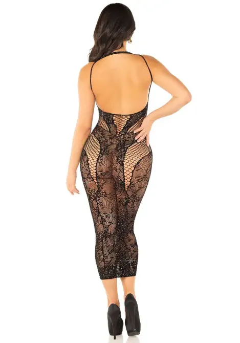 Сукня Leg Avenue Rhinestone Lace and Net Bodycon Dress One Size, Black Львів - фото 4