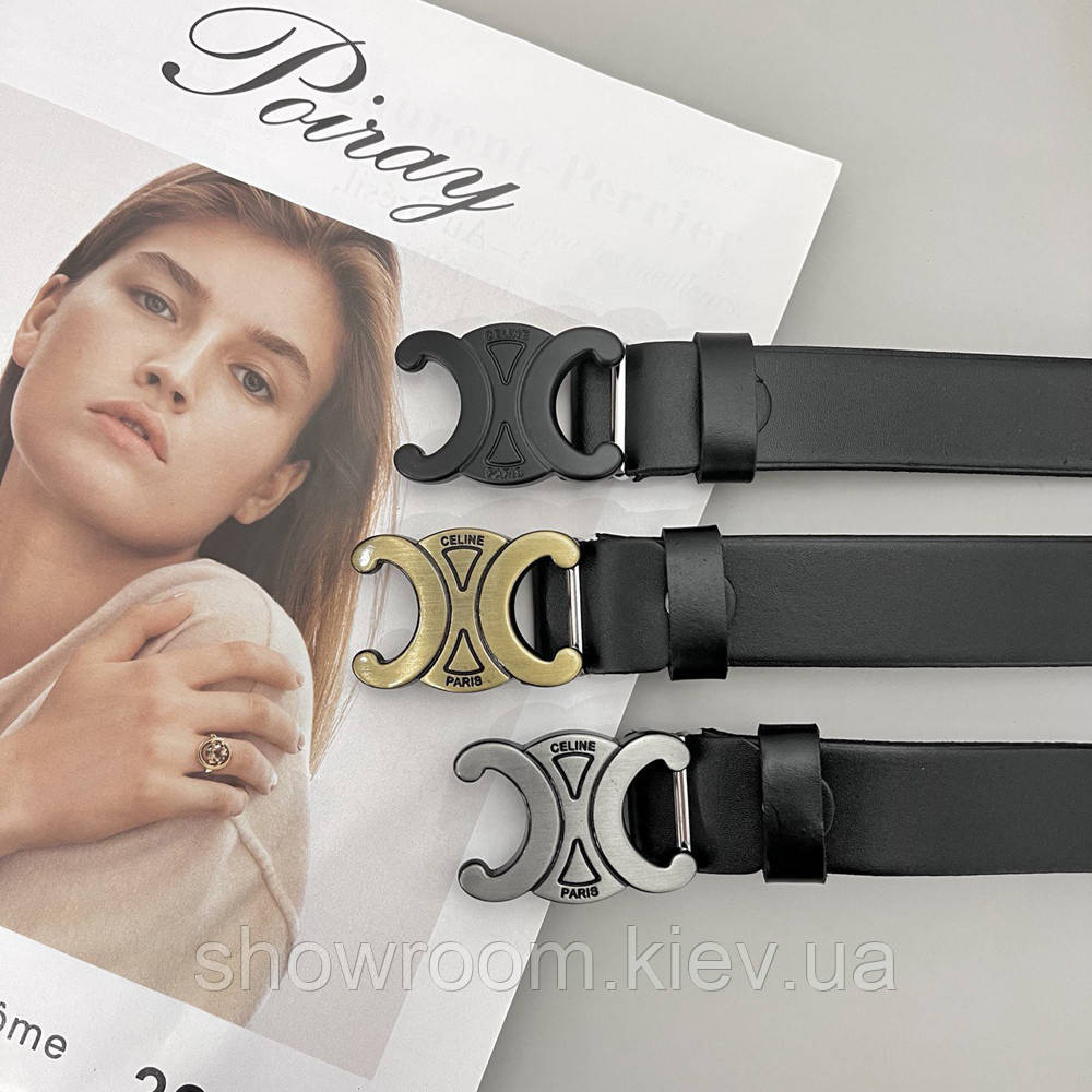 Женский кожаный ремень Celine grey (3 cм) Киев - изображение 3