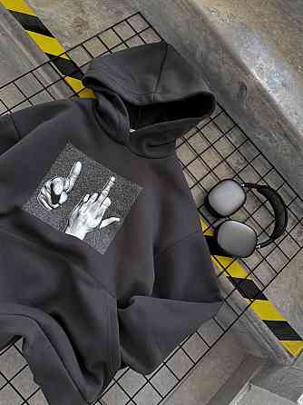 Жіноча молодіжна утеплена оверсайз худі з накатом трьохнитка на флісі Одеса