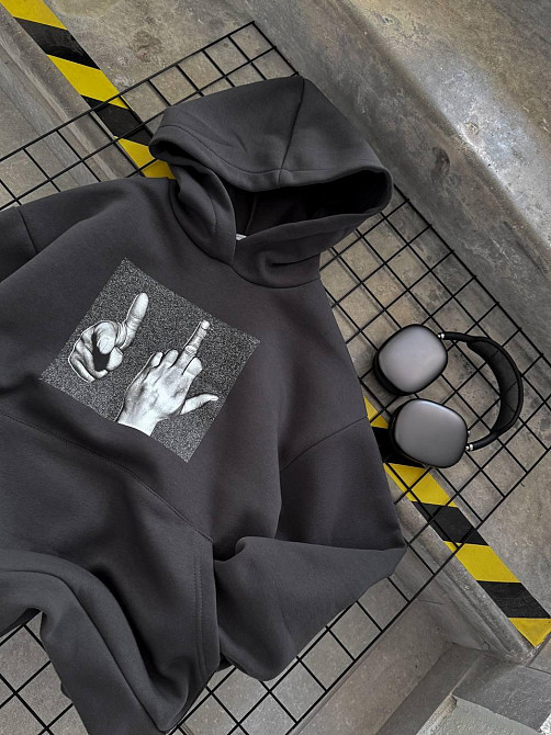 Жіноча молодіжна утеплена оверсайз худі з накатом трьохнитка на флісі Одеса - фото 2