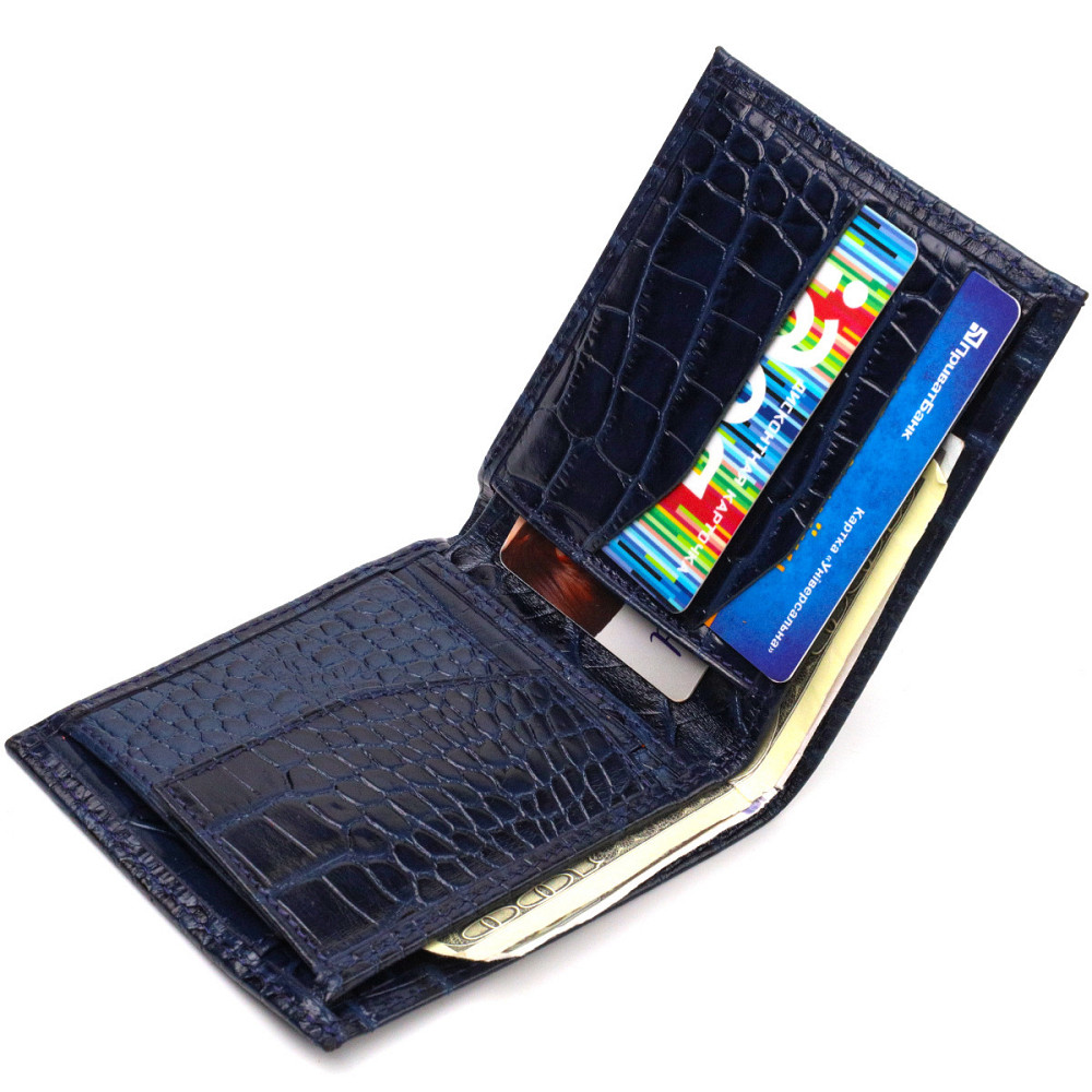 Интересное мужское портмоне из натуральной фактурной кожи CANPELLINI 21774 Синее Киев - изображение 5