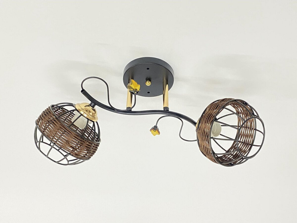 Стельова люстра на 2 плафони 91188A/2 чорний+хром Коломия - фото 1