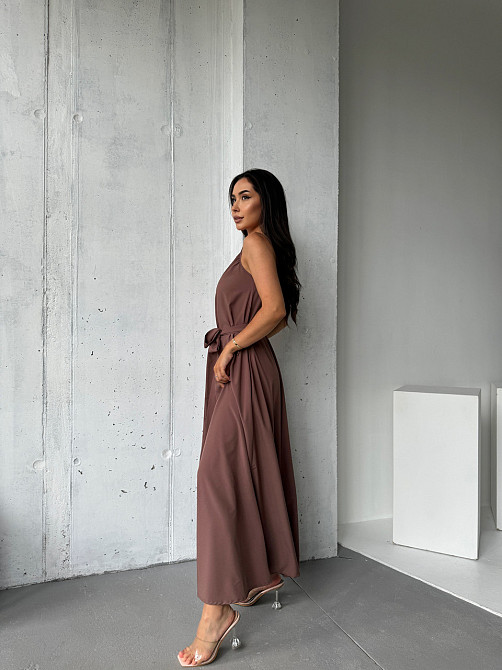 Жіночий літній сарафан максі "Charlotte" оптом | Норма і батал Шоколадний, 50-52 Київ - фото 4