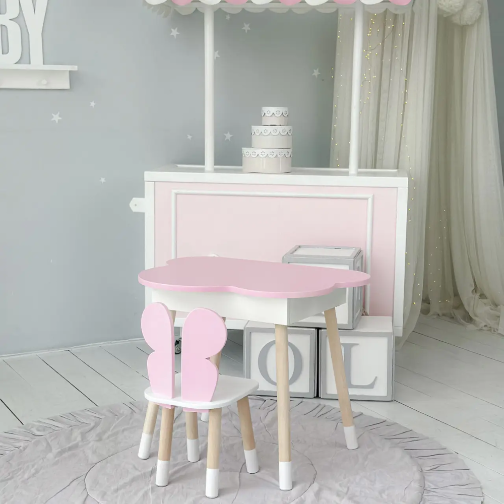 Дитячий стіл Хмара з нішою та стільчиком Метелик (Рожевий) Вінниця - фото 9