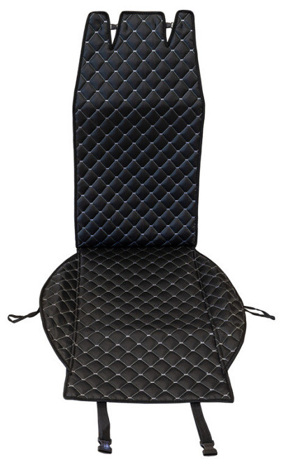 Накидка на передние сиденья (экокожа) PolyteP, к-т (2 шт., белая строчка) Киев - изображение 1