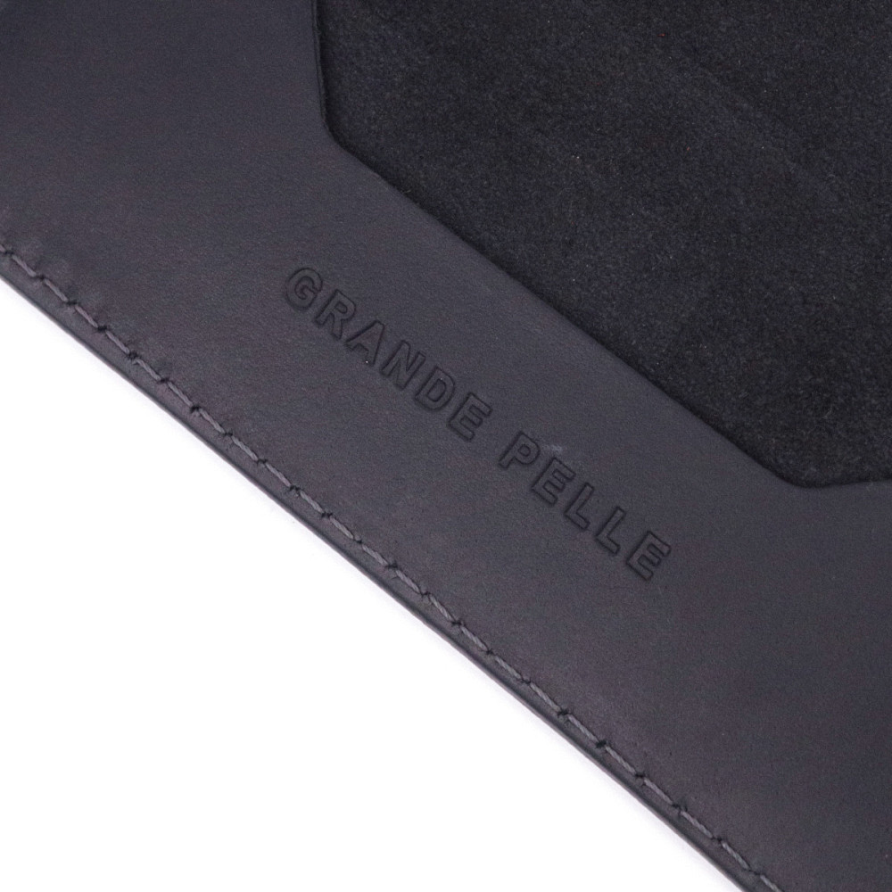 Стильна обкладинка на паспорт у вінтажній шкірі Карта GRANDE PELLE 16770 Чорна Київ - фото 6