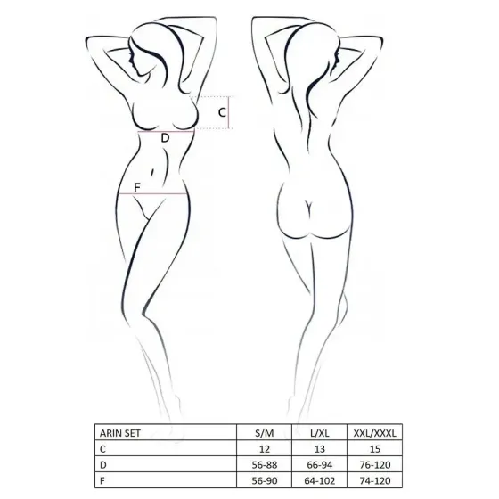 Комплект білизни Passion Exclusive ARIN SET L/XL, black, сітчастий ліф і стрінги Львов