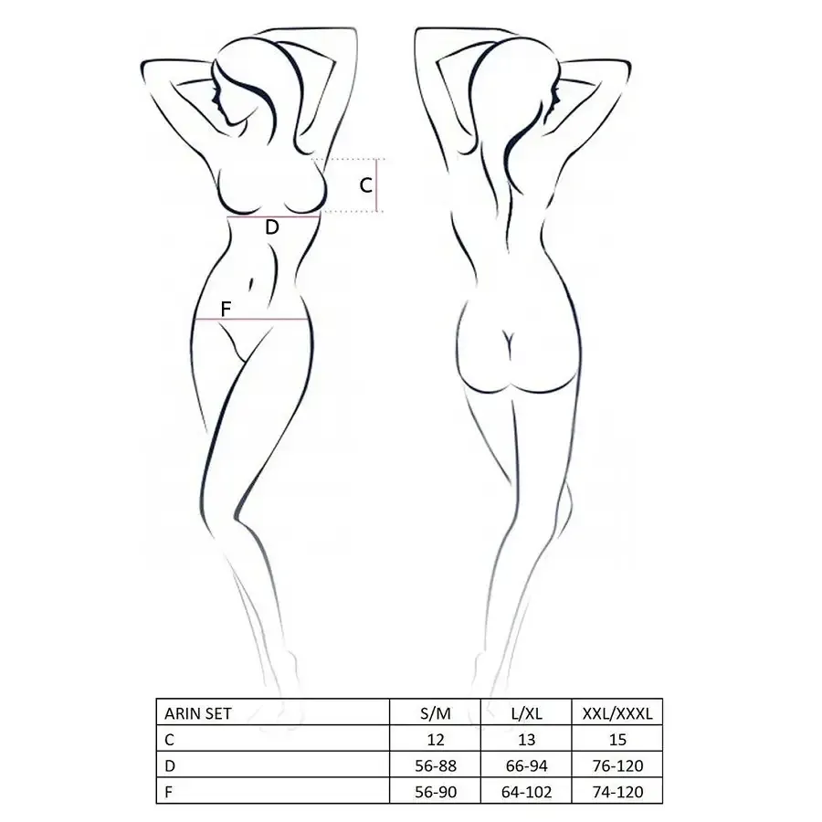 Комплект білизни Passion Exclusive ARIN SET L/XL, black, сітчастий ліф і стрінги Львів - фото 5