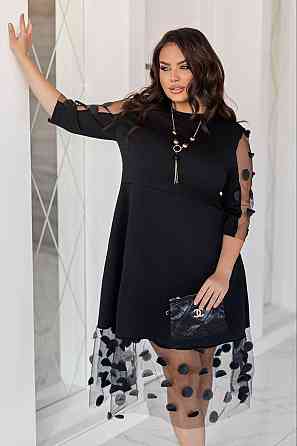 Жіноча святкова сукня батал італійський трикотаж + євросітка з 3Д-кружками 56/58 Одеса