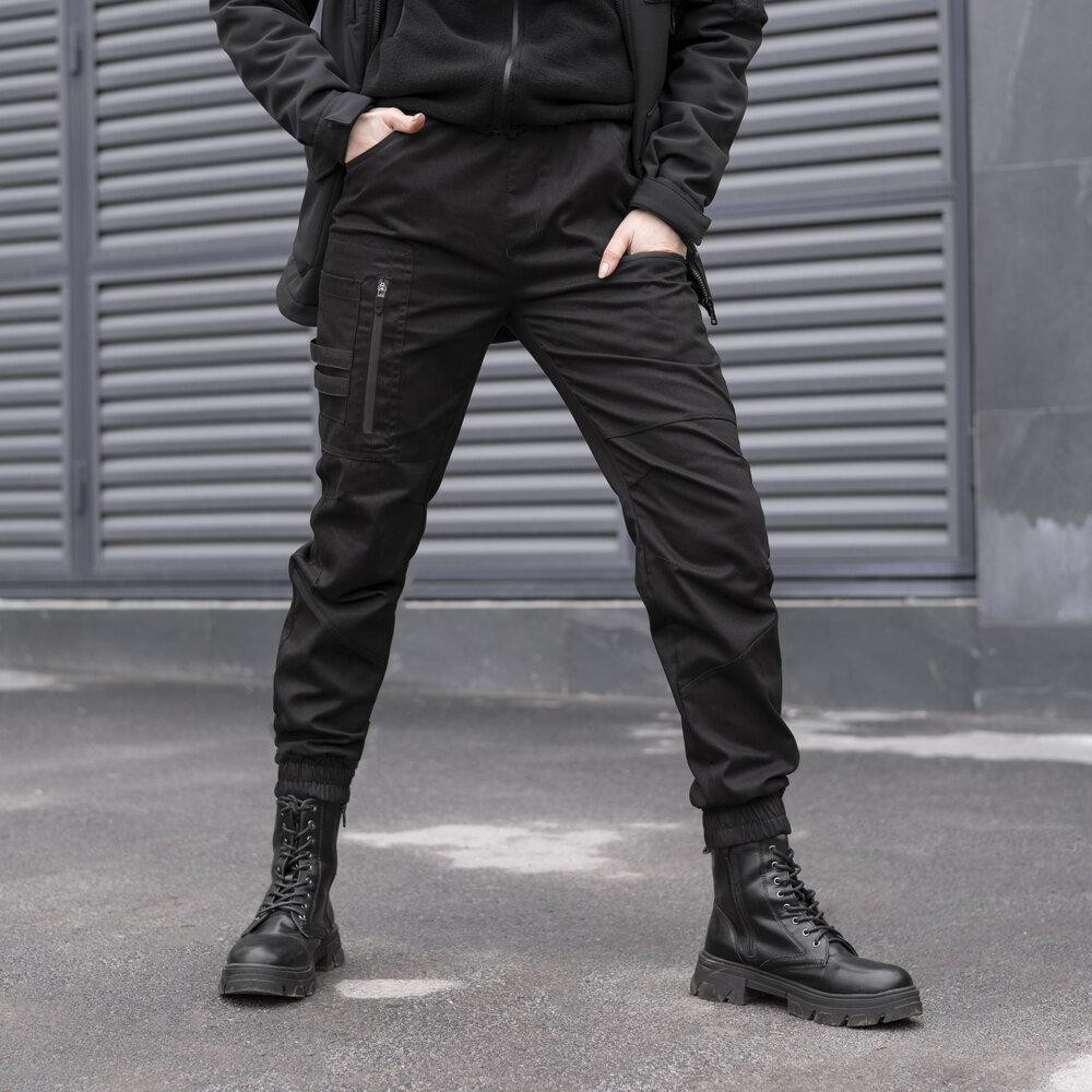 Брюки-карго для женщин весенние/осенние с карманами черные Pobedov Papin Brodyaga Женские Киев - изображение 6