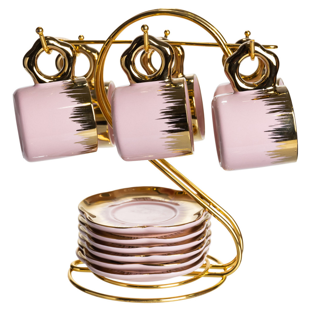 Yiwu Набір чашок для кави на металевій підставці 6 (шт) по 100 (мл) подарунковий кавовий сервіз Коломия - фото 4