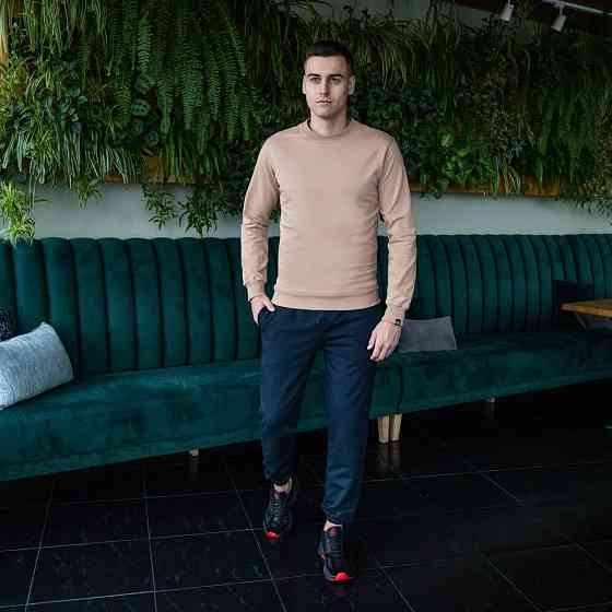 Свитшот мужской однотонный бежевый Pobedov 001 Киев