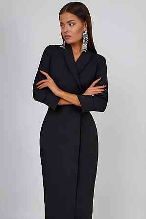 Жіноча стримана сукня-піджак костюмка Чорний Одеса