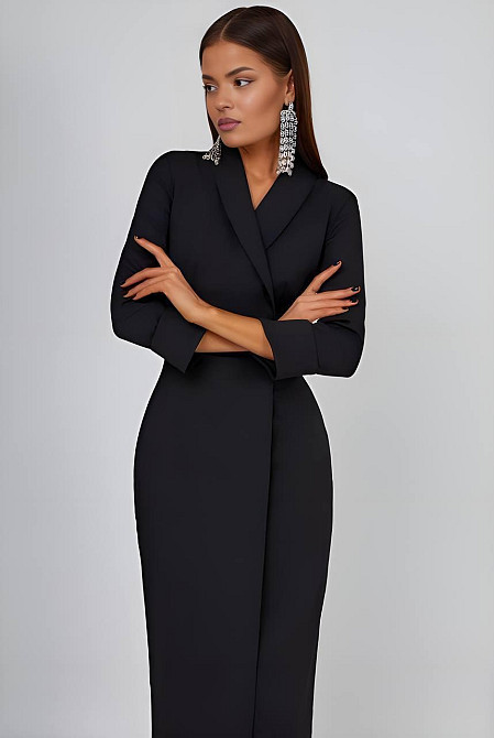 Жіноча стримана сукня-піджак костюмка Чорний Одеса - фото 3
