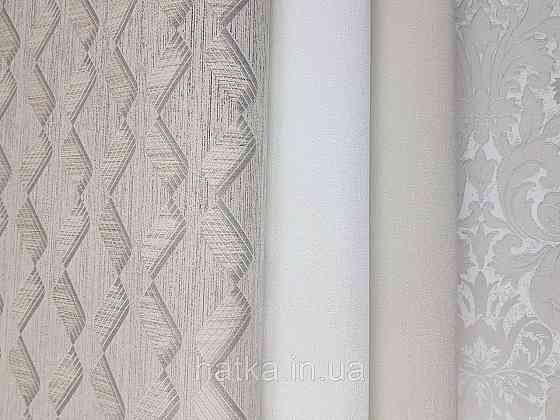 Шпалери метрові вінілові на флізелін Marburg Villa Romana геометрія смужки зигзаг сріблясті на бежевому Київ